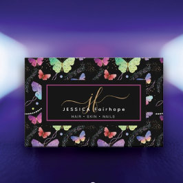 Persönlicher Name Elegant Lila Schmetterlinge Visitenkarte