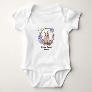Persönlicher Name Funny Bunny Happy Oaster Baby Strampler