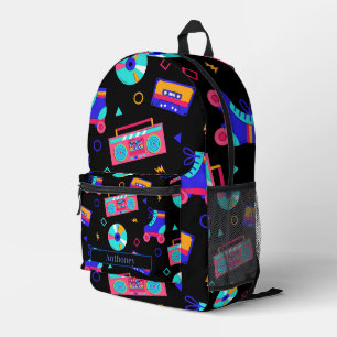 Persönlicher Name im Retro-80er-Thema Bedruckter Rucksack