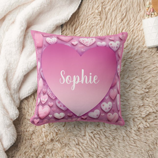 Persönlicher Name Rosa Herz Kissen (Decke)