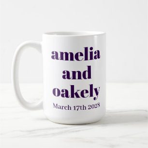 PERSÖNLICHER NAME & TEXT EINFACHE STYLISCHE HOCHZE KAFFEETASSE