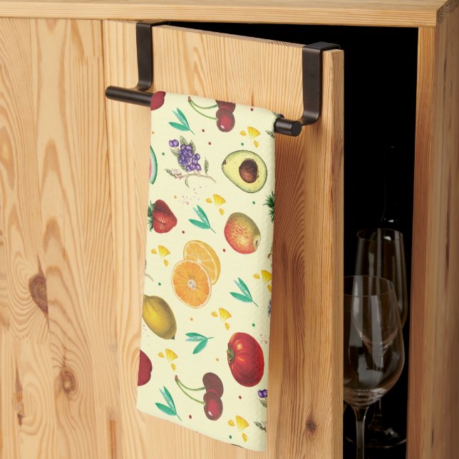 Persönlicher Name Tropisches Obst und Gemüse Geschirrtuch (Drittel gefaltet)