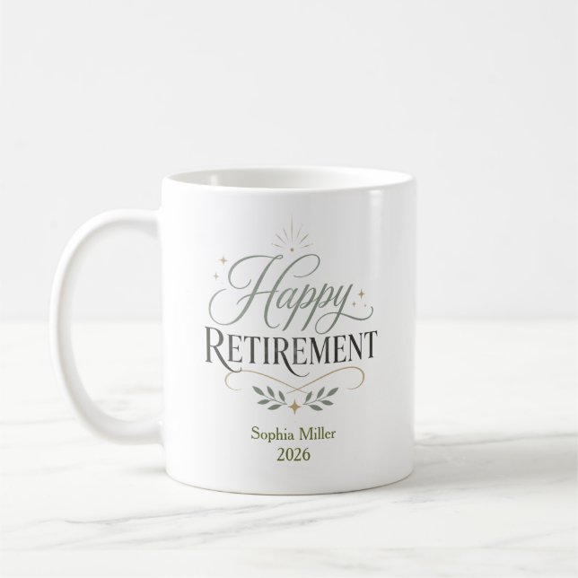 Persönlicher Name zum Ruhestand Kaffeetasse (Links)