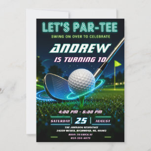 Persönlicher Neon-Golf-Geburtstag Einladung