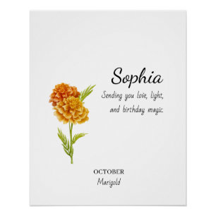 Persönlicher Oktober-Ringelblumen-Geburtstag Poster