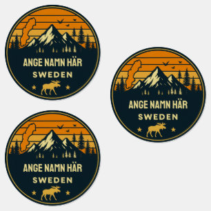 Persönlicher Ortsname rund um Schweden Design Etiketten