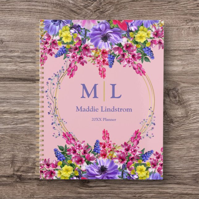 Persönlicher Planer Blumendesign (Personalize your Yearly Planning Journal. Great idea for a custom gift.)