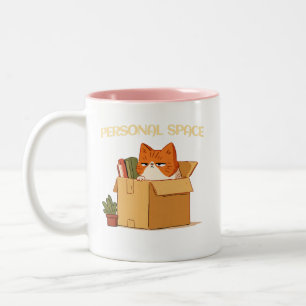 Persönlicher Raum Orange Katze in einer Box Zweifarbige Tasse