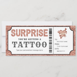 Persönlicher Rose Gold Tattoo Geschenkgutschein Einladung