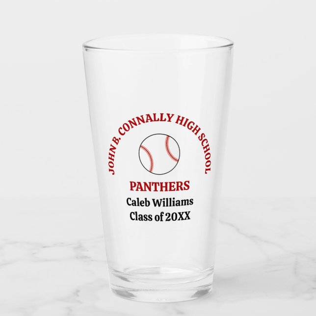 Persönlicher roter Baseballspieler Team Glas (Vorderseite)