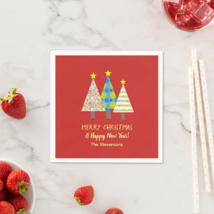 Persönlicher roter Weihnachtsbaum Serviette