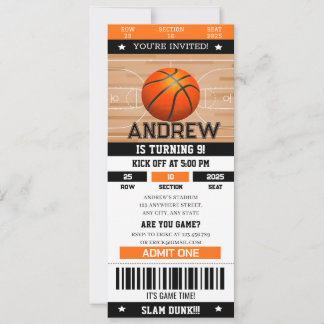 Persönlicher Slam Dunk Birthday Bash Sport Ticket Einladung