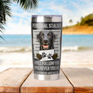 Persönlicher Stalker Schwarzer Labrador- Schwarzer Thermobecher