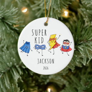 Persönlicher Superhelden-Kinderheld Keramik Ornament