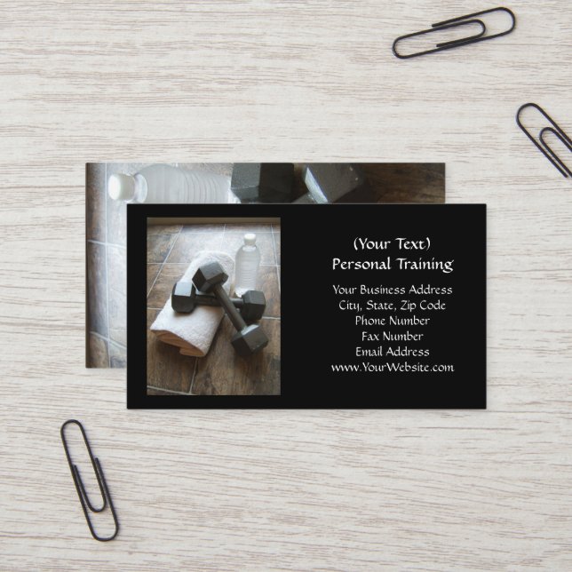 Persönlicher Trainer oder Fitness Dumbells Tuch u. Visitenkarte (Vorderseite/Rückseite Beispiel)