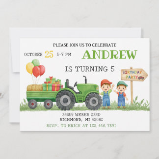 Persönlicher Traktor Geburtstag Einladung