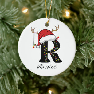 Persönlicher Weihnachts-Alphabet-Anhänger mit Anfa Keramik Ornament