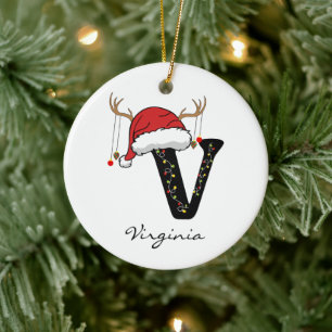 Persönlicher Weihnachts-Alphabet-Schmuck für Papa Keramik Ornament