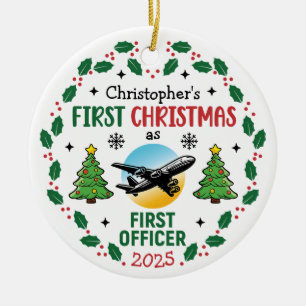 Persönlicher Weihnachtsgruß für den Ersten Offizie Keramik Ornament
