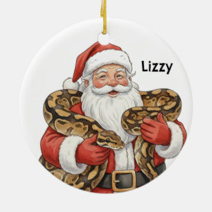 Persönlicher Weihnachtsmann mit Königspython-Schla Keramik Ornament