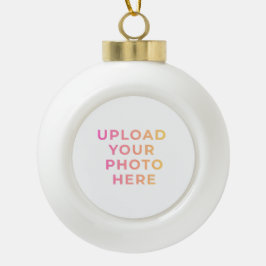 Persönlicher Weihnachtsschmuck | Foto, Name & Fami Keramik Kugel-Ornament
