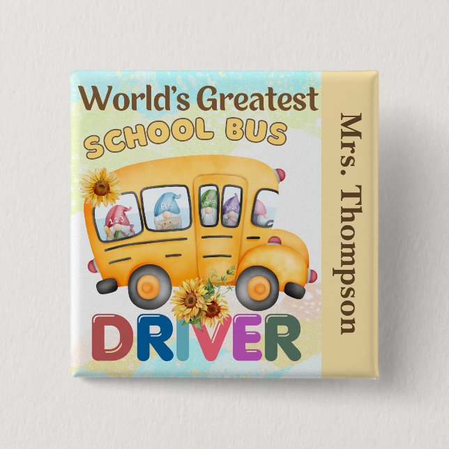 Persönlicher Weltbester Schulbusfahrer Button (Vorderseite)