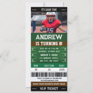 Persönliches American Football Ticket Geburtstagsf Einladung