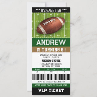 Persönliches American Football-Ticket zum Geburtst Einladung