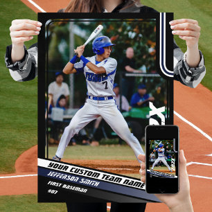 Persönliches Baseballspieler-Geschenk in Blau Poster