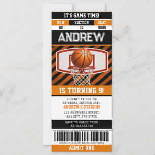 Persönliches Basketball-Geburtstag-Sportticket Einladung