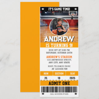 Persönliches Basketball-Ticket mit Foto Einladung