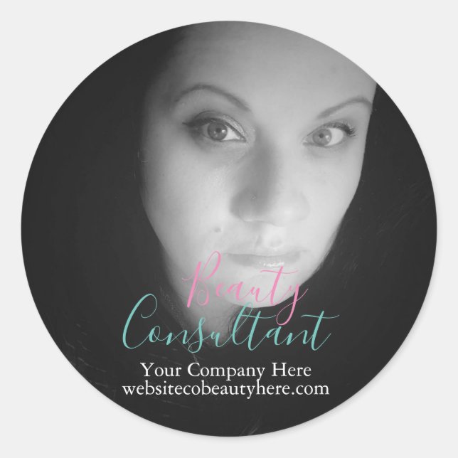 Persönliches Branding Foto Schönheit Makeup Busine Runder Aufkleber (Vorderseite)