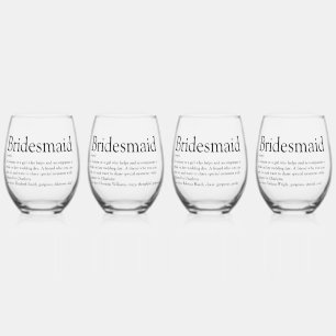 Persönliches Brautjungfer-Geschenk mit Definition Weinglas Ohne Stiel