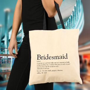 Persönliches Brautjungfern-Geschenk mit Definition Tragetasche