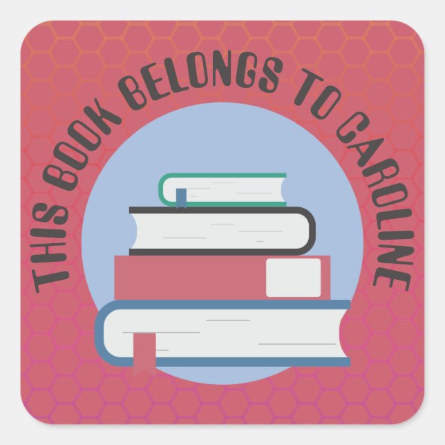 PERSÖNLICHES BUCHZEICHEN, BÜCHER, GESPIELTE BÜCHER QUADRATISCHER AUFKLEBER (Vorderseite)