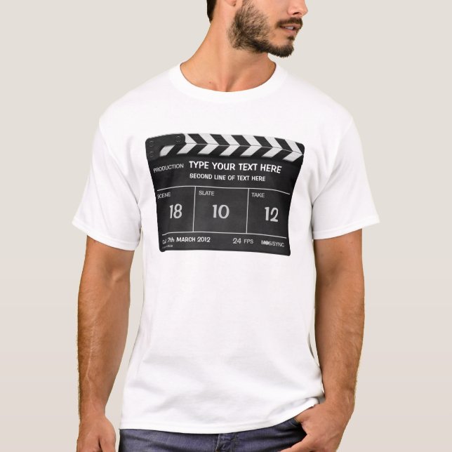 Persönliches Clapperboard T-Shirt (Vorderseite)