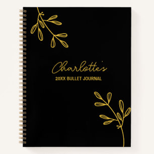 Persönliches elegantes Black Gold Bullet Journal Notizbuch