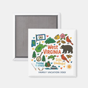 Persönliches Erinnerungsstück für West Virginia Fa Magnet