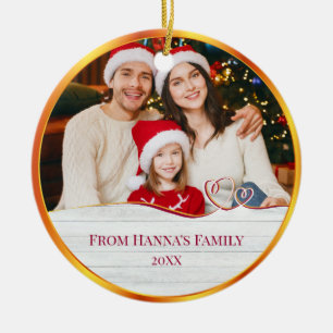 Persönliches Familienfoto & Frohe Weihnachten Keramik Ornament