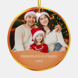 Persönliches Familienfoto & Frohe Weihnachten Keramik Ornament