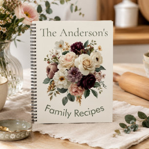 Persönliches Familiennamen-Rezeptbuch mit Vintage- Notizbuch
