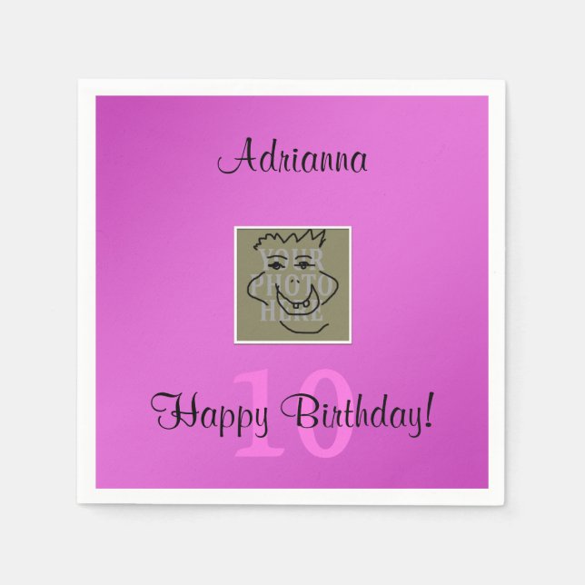 Persönliches Foto am Geburtstag, benutzerdefiniert Serviette (Vorderseite)
