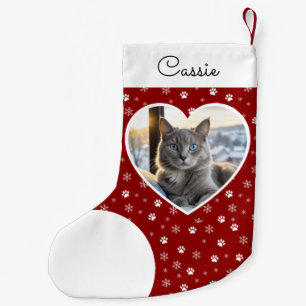 Persönliches Foto der Katze in Karmesinrot Kleiner Weihnachtsstrumpf