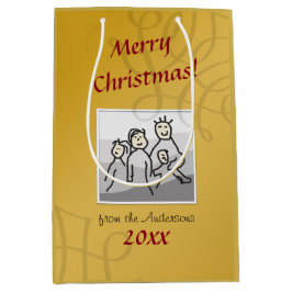 Persönliches Foto Frohe Weihnachten Goldene Gruß Mittlere Geschenktüte