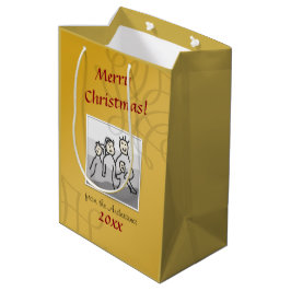 Persönliches Foto Frohe Weihnachten Goldene Gruß Mittlere Geschenktüte