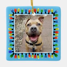 Persönliches Foto Party leuchtet blau doppelseitig Keramikornament