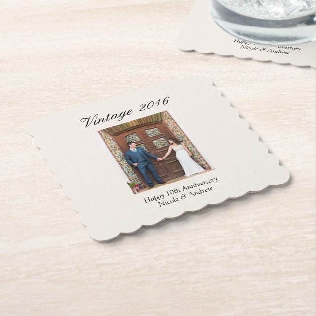 Persönliches Foto zum 10. Hochzeitstag Untersetzer (angewinkelt)