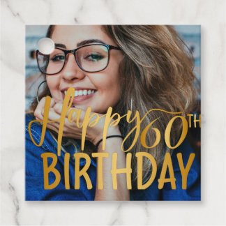 Persönliches Foto zum 60. Geburtstag Skript Geschenkanhänger
