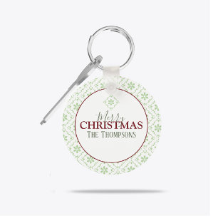 Persönliches Frohe Weihnachten Familienname Schlüsselanhänger