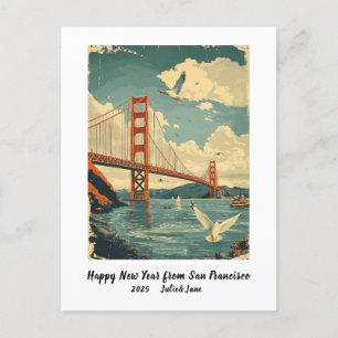 Persönliches Frohes Neues Jahr San Francisco Feiertagspostkarte